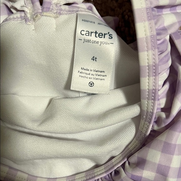 Carter’s Purple Gingham Ruffle Swimsuit - Picture 2 of 3